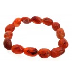 Carnelian Gemstone Smooth Pebble Elasticated Bracelet